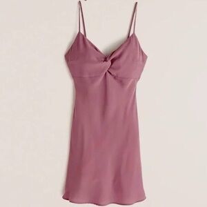 NWOT Abercrombie mauve twist mini slip dress with matching hair tie.